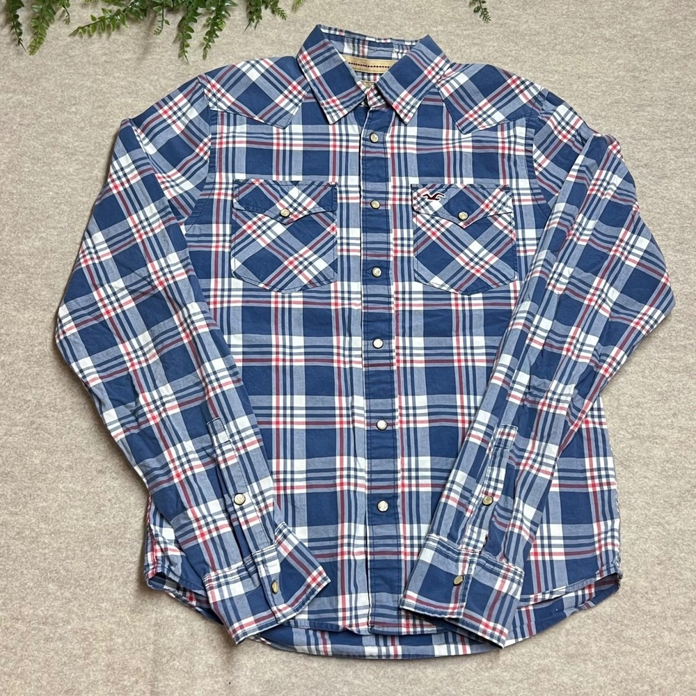 Hollister Pearl Snap Western Y2K Inspired Plaid‎ Sz L EUC LN Spring Summer